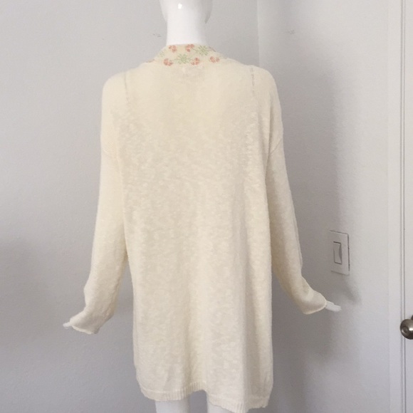 Sundance ivory embroidered open front cardigan - Picture 4 of 8